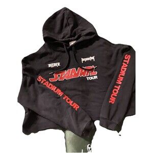 Justin Bieber Cropped Hoodie Womens XL Purpose Stadium Tour Concert Black
